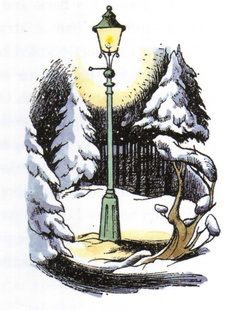 I only wanted Mr. Tumnus, but I wanted him to be fairly large, instead of drawn into the right side of the image between the lamppost and tree stump.