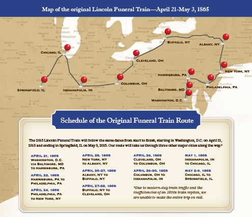 2015 Abraham Lincoln Funeral Train Brochure Map