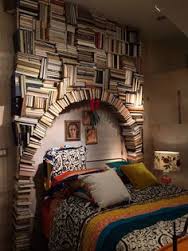 Repurposed books headboard